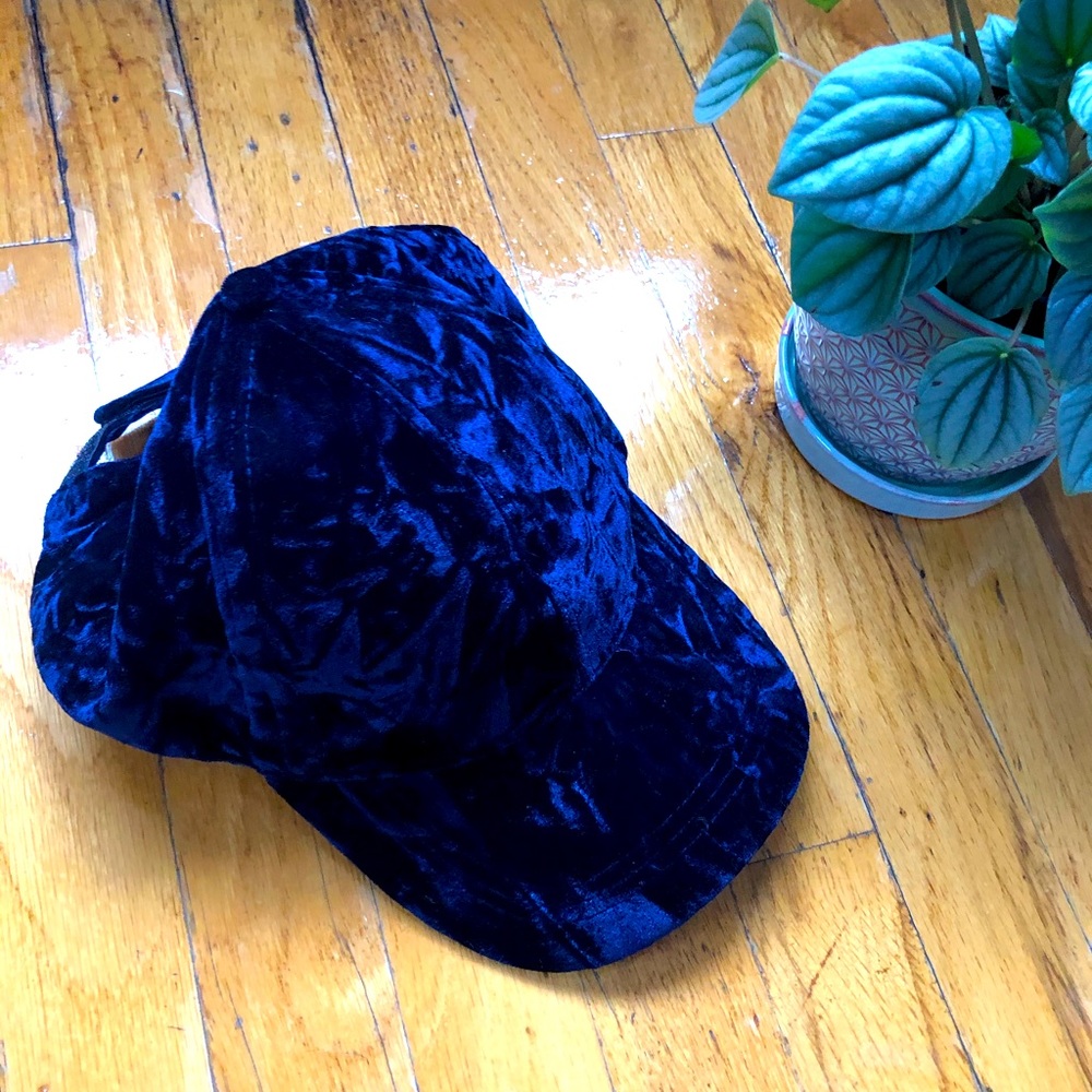 Forever 21 rich blue velvet baseball cap